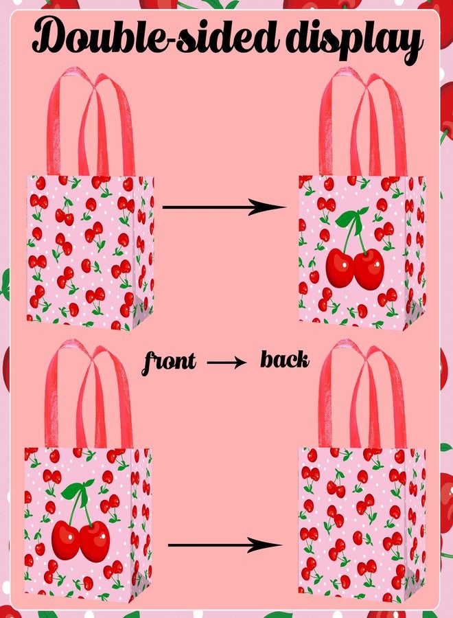 اوموني أكياس هدايا بنكهة الكرز، لوازم حفلات أعياد الميلاد بنكهة الكرز، 12 قطعة من أكياس هدايا الكرز الحلوة، أكياس حلوى غير منسوجة بنكهة الكرز لحفلات أعياد الميلاد ذات طابع الفاكهة، هي الكرزة على القمة، ديكور حفلات توديع العزوبية - Image 3